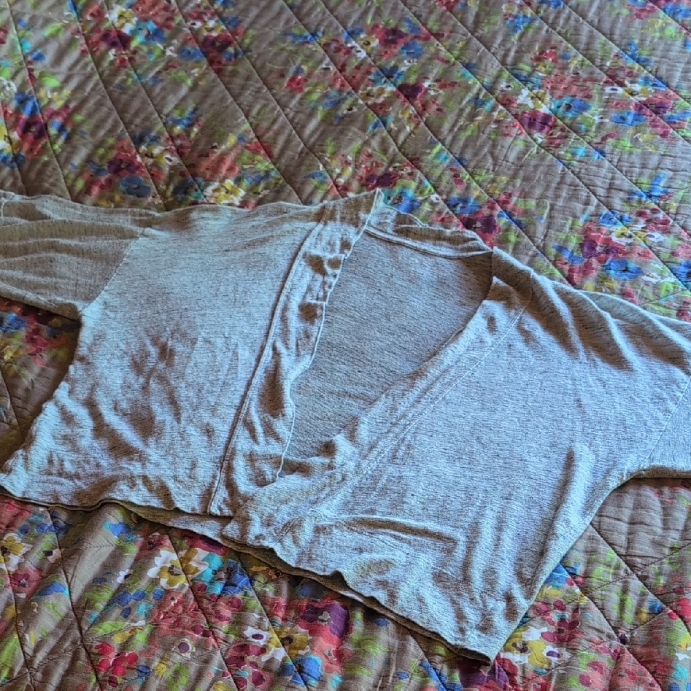 LOFT Gray Cardigan Sweater Open-Front Relaxed Fit - Picture 11 of 11